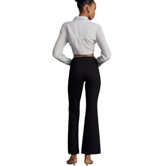 Anthropologie The Margot Kick flare Solid Black Pant - Picture 3 of 8